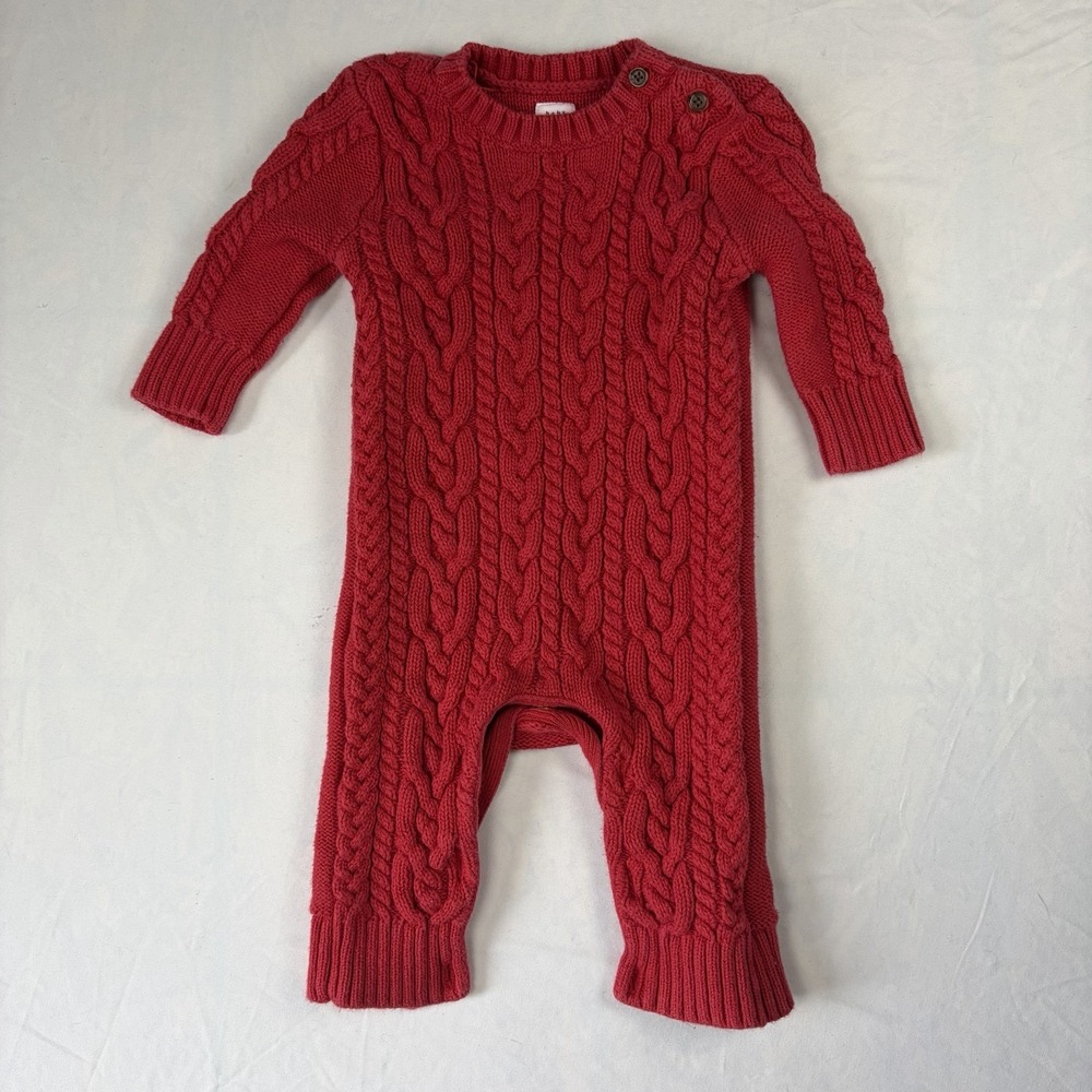 Baby Gap 1 Piece‎ Size 3-6 Months Red Cable Knit Romper